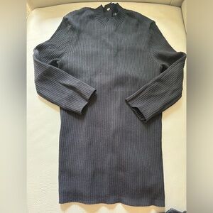 Black Maje ribbed top with gold button detail on back